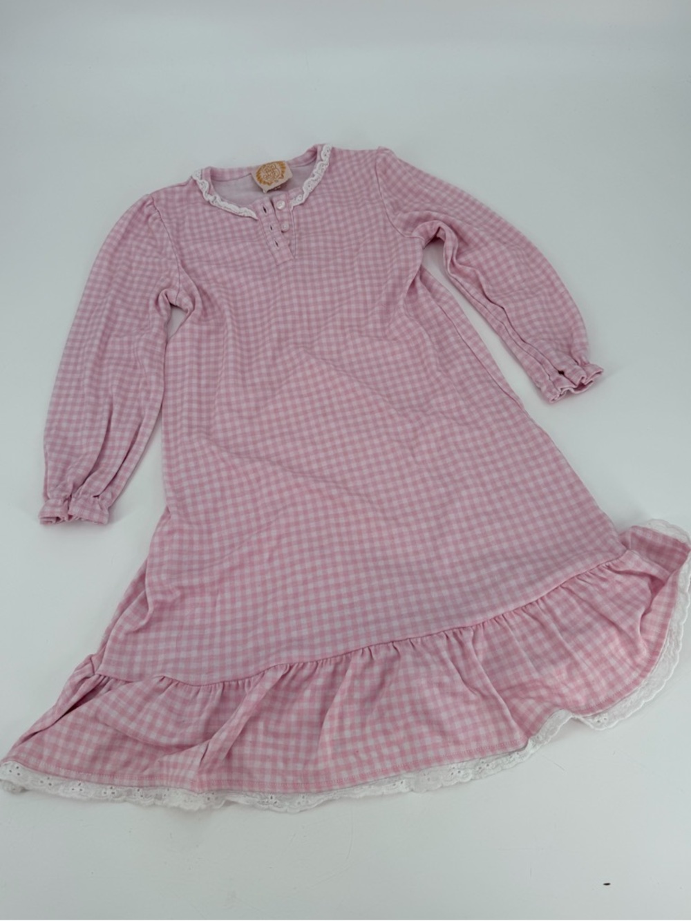 Beaufort Bonnet Company Pink Gingham Marnie Morning Gown Pajamas 5 FLAW